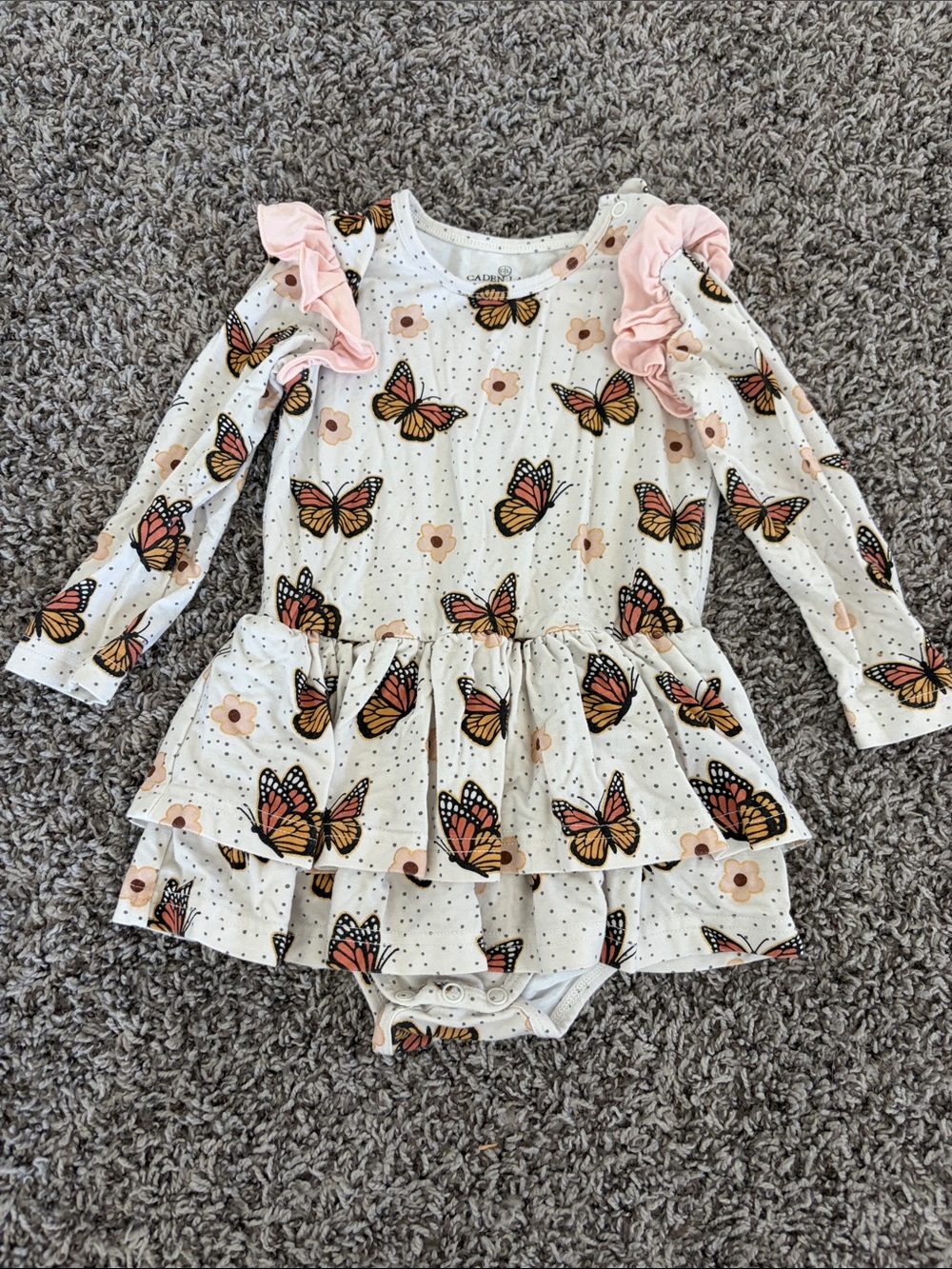 Caden Lane Butterfly Ruffle Skirted Bodysuit